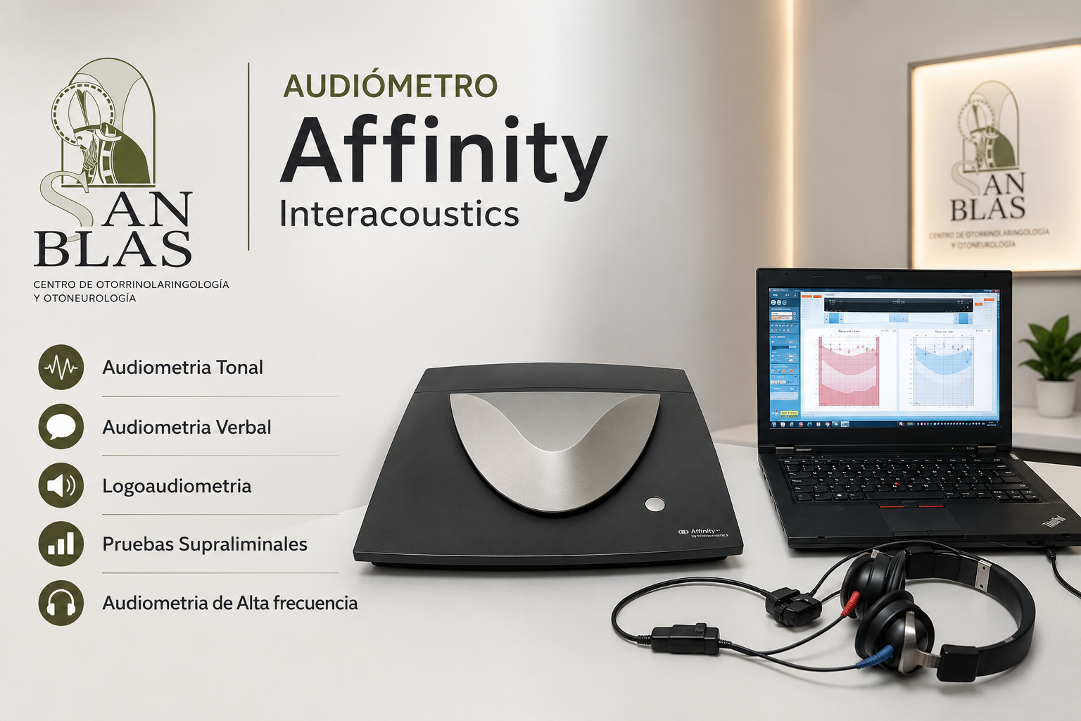 Audiómetro Affinity Interacoustics del Laboratorio de Audiología de ORL San Blas