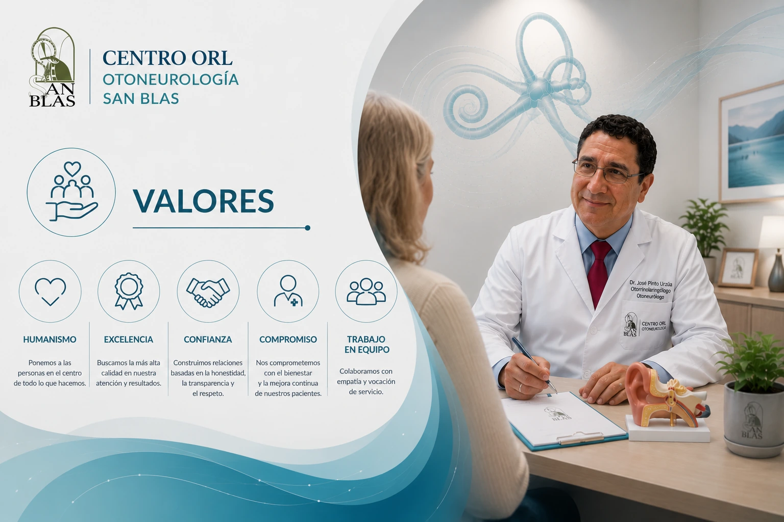 Valores de ORL San Blas: humanismo, excelencia, confianza, compromiso y trabajo en equipo