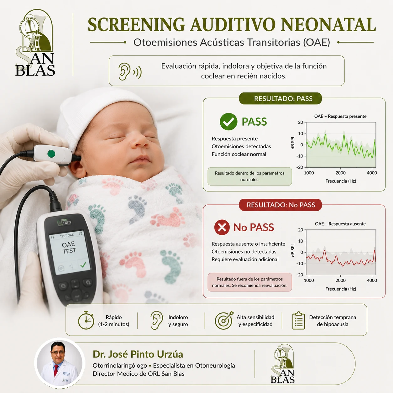 Screening auditivo neonatal con otoemisiones acústicas en ORL San Blas, material educativo para pacientes
